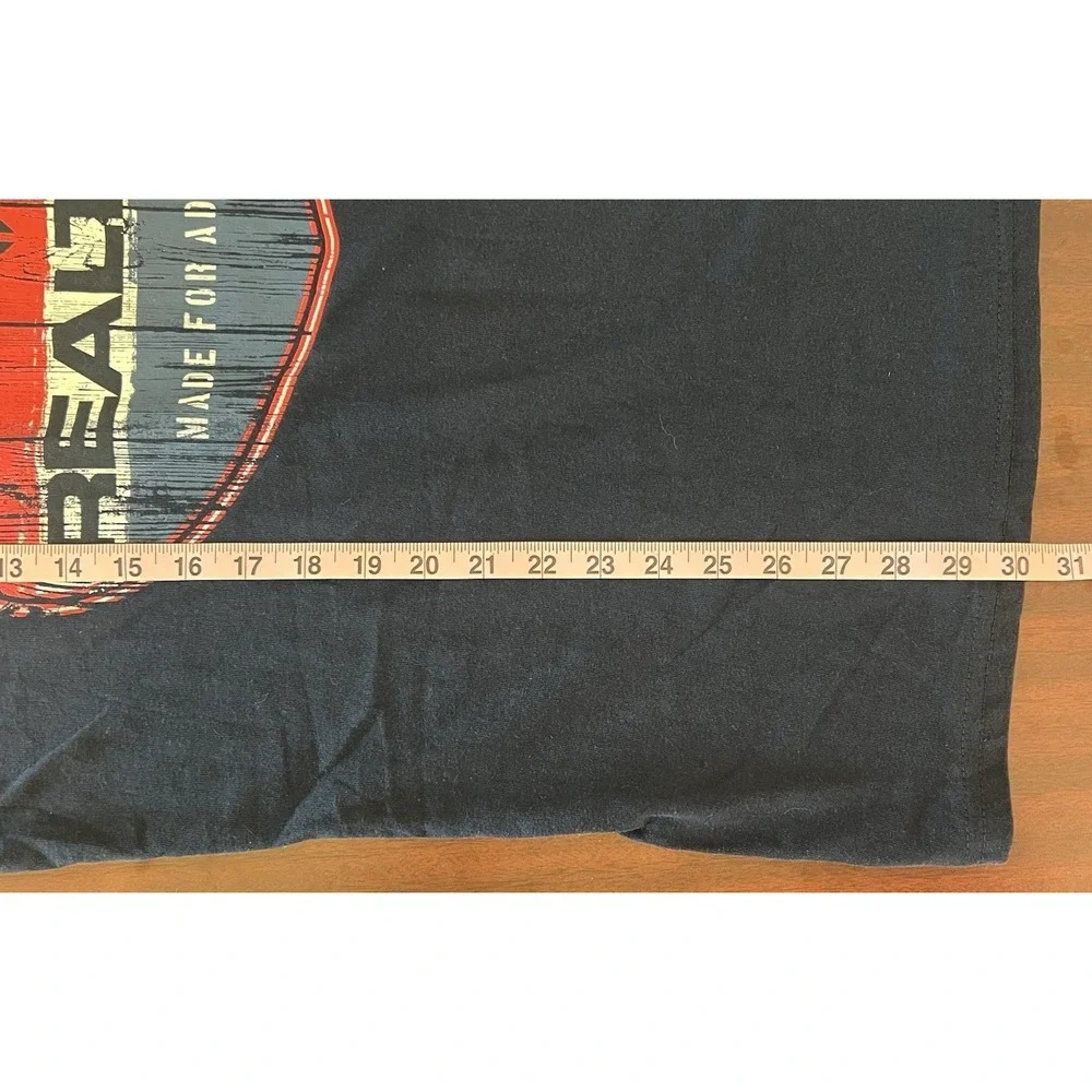 Realtree Mens Navy Blue Long Sleeve Graphic T-Shirt Large American‎ Flag Shield